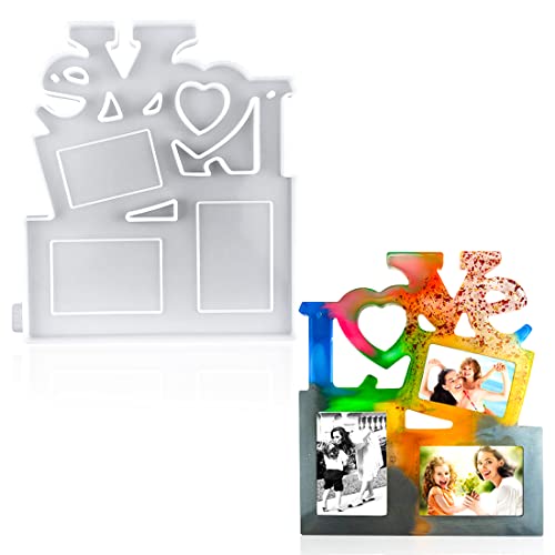 Voyyphixa Bilderrahmen Silikonform Epoxidharz Fotorahmen Silikonformen Resin Gießformen Quadrat Harzformen Silikon Love Photo Frame Mold zum DIY Valentinstag, (Rectangle Photo Frame) von Voyyphixa