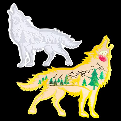 Voyyphixa DIY Wolf Silikonform Tier Epoxidharz Formen Untersetzer Silikonformen Platzdeckchen Gießform für Wolf Schlüsselanhänger Desktop Ornamente Schokolade Kuchen Kunsthandwerk von Voyyphixa