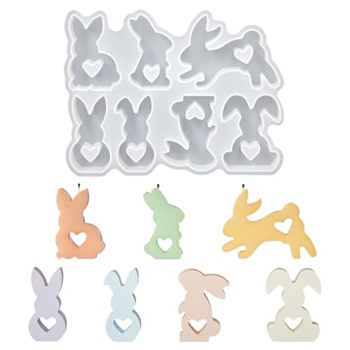 Voyyphixa Silikonform Osternhase, Kaninchen Kerzenform, Silikonform Ostern, 3D Tier Harzform, Epoxidharz Gießformen für DIY Kerzen Seife Gips Handwerk Frühling Dekoration Ornamente von Voyyphixa