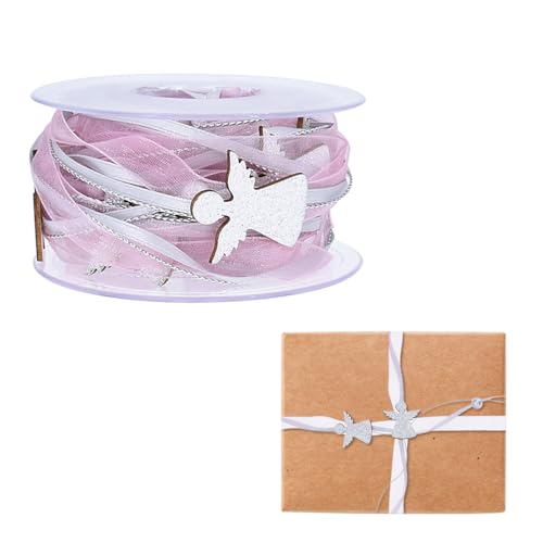 Voyyphixa Weihnachten Bänder 5m Weihnachten Perlenband Polyester Deko Band Christmas Bead Trim Ribbon für Hochzeit Geburtstag Dekoration Geschenkverpackung (Engel) von Voyyphixa