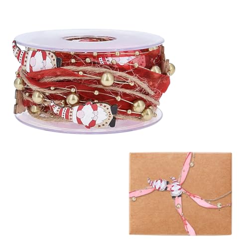 Voyyphixa Weihnachten Bänder 5m Weihnachten Perlenband Polyester Deko Band Christmas Bead Trim Ribbon für Hochzeit Geburtstag Dekoration Geschenkverpackung (Zwerge) von Voyyphixa