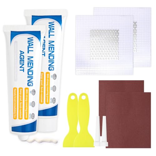 Vozitug Spachtelmasse Weiß Innen, 300g fertigspachtel von Löcher Wand Füllen Weiß, Wandreparatur Creme Mit Trockenbau Flicken und Schleifpapier, Wall Repair Kit für Reparatur von Rissen, Löchern von Vozitug