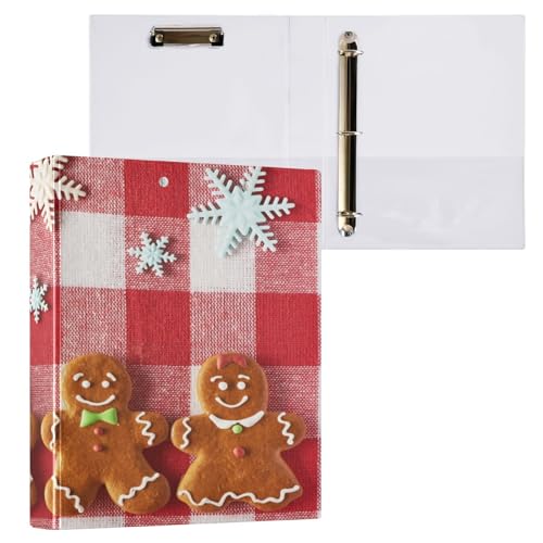 Vozoza Dekorativer 3-Ringordner mit weihnachtlichen Lebkuchen, 3,8 cm, große Sichtbücher mit Taschen, für 200 A4-Blätter, Hardcover-Aktenordner für Büro, Zuhause, 1 Stück von Vozoza