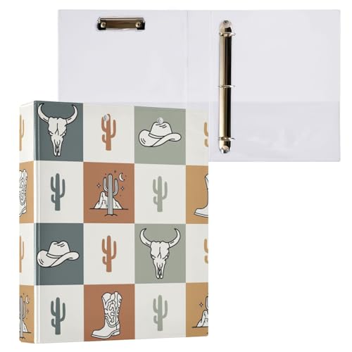 Vozoza Western Wild Boho Dekoratives 3-Ringbuch mit 3 Ringen, 3,8 cm, große Sichtbücher mit Taschen, für 200 Blatt, Aktenordner für Büro, Uni, Schule, 1 Stück von Vozoza