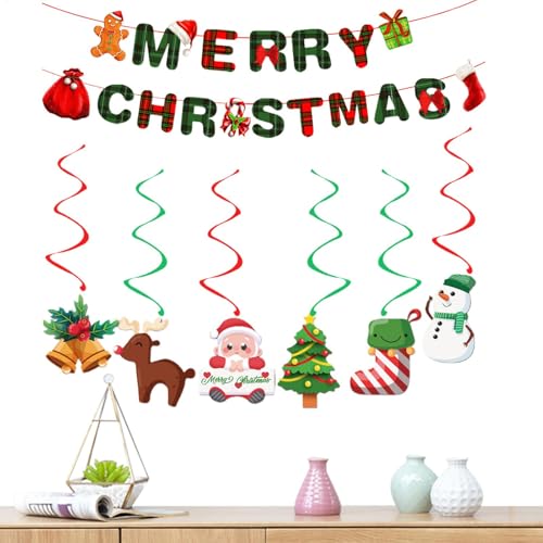 Christmas Banner | Merry Christmas Hangable Door Decoration | Swirl Holiday Decor | Indoor & Outdoor Christmas Decorations | Birthday & Holiday Home Decor Supplies for Festive Celebrations von Vriusi