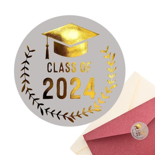 Graduation Sticker Class of 2024 | Transparente Folienumschlagaufkleber | Congrats Graduation Labels | 2024 Graduation Labels für Umschläge, Karten, Grad Supplies von Vriusi