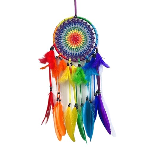 Handmade Dream Catcher, Feather Wall Ornament, Rainbow Dream Catcher, Living Room Decor Bedroom Feather Ornament Decorative Rainbow Catcher Multipurpose Wall Decor Boho Wall Hanging von Vriusi