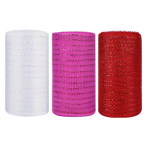 Valentine's Day Mesh Ribbon, Holiday Wreath Ribbons, Wrapping Crafts Ribbons, Valentine's Day Decorating Bands, 6 Inch x 30 Feet Ribbon, Valentine's Day Supplies, Crafting Ribbons for Valentine's Day, von Vriusi