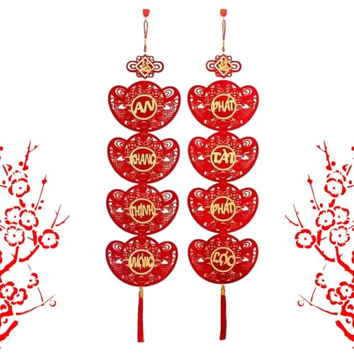 Vietnamese Character New Year Decoration | Red Couplets for Spring Festival | Decorative Vietnamese New Year Banners for Wall, Door and Window, Door and Window New Year Decor von Vriusi