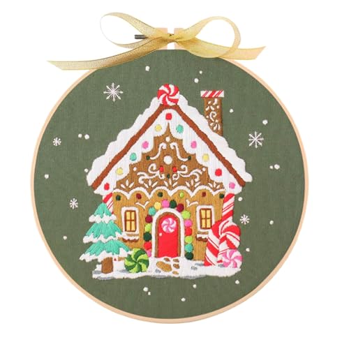 Vriusi 2024 Christmas Embroidery Kit, Start Kits Hand Embroidery Kit, Christmas Embroidery Pattern, New Simple Thread Embroidery Kit, Beginner Embroidery Kit with Thread and Needles, Party Decorations von Vriusi