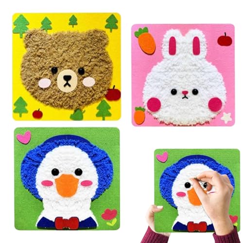 Vriusi Animals Craft Kit | Educational Sewing Set Kids' Woolen Craft Kits | 3 x Handmade Doll Ornaments, Kids Craft and Sew Set, Learn to Sew Kits for Kids, Creative Sewing Activity for Children von Vriusi