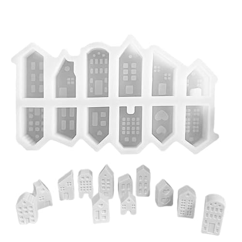 Vriusi Art House Candle Mold, Silicone Handicraft Mold, House Casting Candle Molds, Reusable Candle Craft Mold, 12 Plaster Houses for Tiny House Casting, Casting House Molds von Vriusi