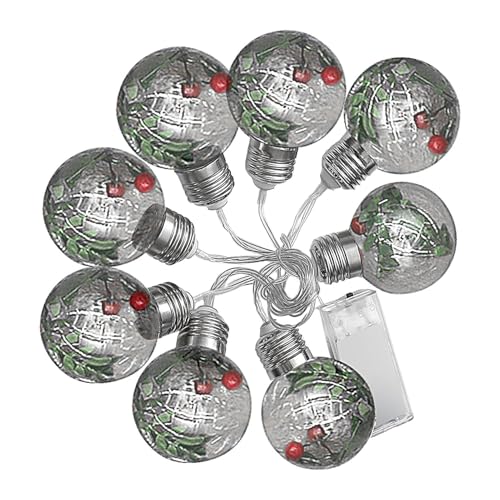 Vriusi Christmas Bulb String Lights | LED Globe Fairy Lights with Ornaments | batteriebetriebene Indoor Tree Lights Dekoration für Weihnachtsbaum und Feiertage Dekoration, Weihnachtsbeleuchtung mit von Vriusi