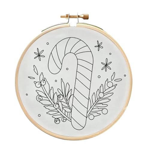 Vriusi Christmas Embroidery Kit, Embroidery Kit for Beginners, Candy Cane Hand Embroidery Kit, Handmade Sewing Craft for Beginners and Adults, Embroidery Supplies, Perfect for Christmas von Vriusi