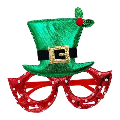 Vriusi Christmas Glasses, Christmas Glitter Hat Glasses, Cute Glitter Christmas Eyeglasses, Christmas Dress Up Carnival Decoration, Hat Design Glasses Frame, Christmas Costume Accessories von Vriusi