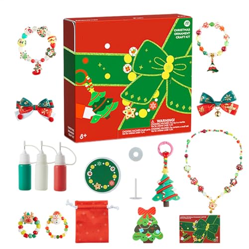 Vriusi Christmas Jewelry Set, Christmas Theme Charm Armband Making Kit, Preschool Jewelry Making Supplies for Pretend Play, Fun Christmas Craft, Holiday Jewelry Crafting Activities von Vriusi