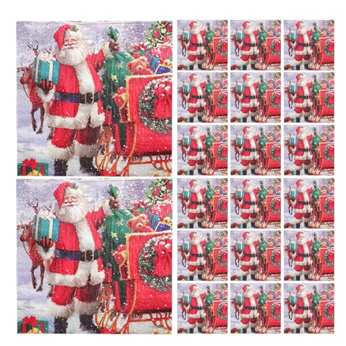 Vriusi Christmas Printed Napkins, Santa Claus Napkins, Holiday Dinner Napkins, Decorative Christmas Napkins, 2-Ply Paper Napkins, Christmas Napkins, Printed Christmas Napkins, Chris von Vriusi