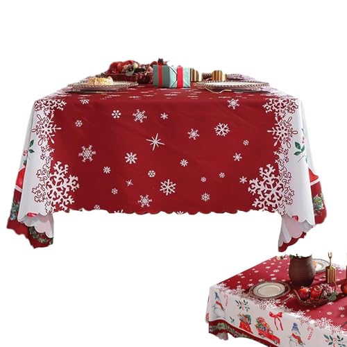 Vriusi Christmas Rectangle Table Cloth | Snowman Pattern Christmas Tablecover | Water-Resistant Holiday Tablecloth for Indoor & Outdoor Dining Tables | Christmas & Dinner Decor von Vriusi