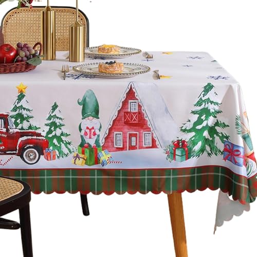 Vriusi Christmas Table Cloths Rectangular | Holiday Decor Waterproof Santa Claus Tablecloth | Christmas Table Cover for Home, Restaurant, Cafe | Festive Holiday Dining Table Decoration von Vriusi