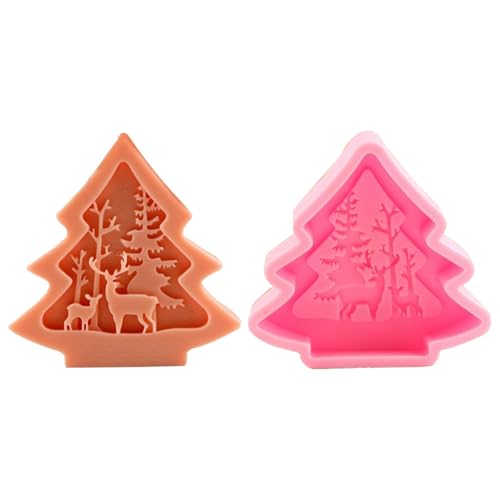 Vriusi Christmas Tree Silikonform, Elch Scented Candle Mold, Oil Soap Silicone Molds, Epoxy Resin Moulds for Holiday Decorations, Candle Making Supplies, Soap Silicone Mold von Vriusi