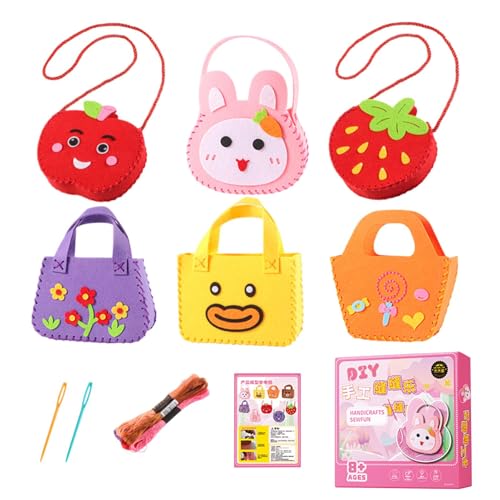 Vriusi Sewing Bag Kit für Kinder | Small Bag Craft Kit | Non-woven Learn To Sew Toys, Educational Kids First Sewing Kit with Patterns For Girls Boys, Kids First Sewing Kit, Beginner Sewing Patterns von Vriusi