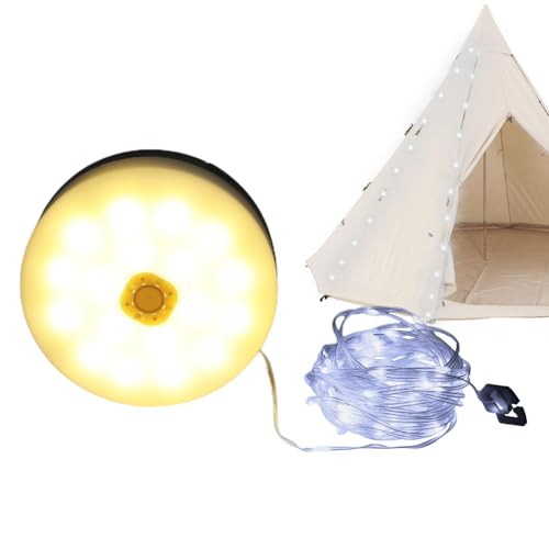 Vriusi Solarleuchten für Camping, tragbare Lichterketten für den Außenbereich | LED Solarleuchten mit mehreren Modi, Campinglampen mit einstellbarer Helligkeit, tragbare für Zelte, Haus, von Vriusi