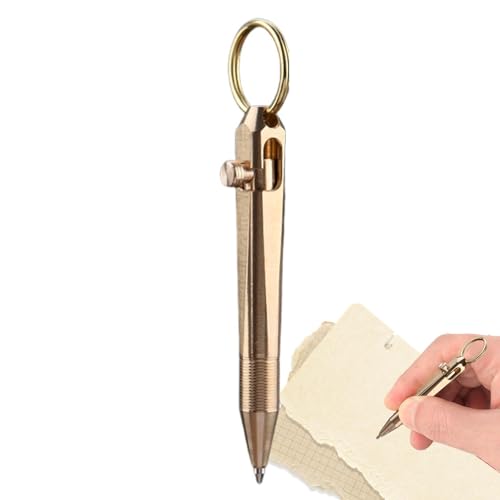 Vriusi Taschenkugelschreiber, Repetierstift - Tragbarer, zarter Signaturstift - Pocket Travel Pen Signature Small Bolt Pen Kurzer Messingstift für Notebooktaschen, Notizblöcke, Schule von Vriusi