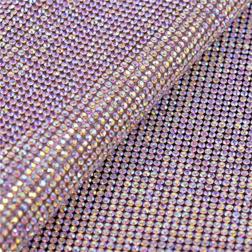 24 x 40 cm Glaskristall AB Strasssteine Mesh Band Hotfix Glitzer Strass Band Aufkleber Bögen Crystal AB Hotfix Design von Vsadsau