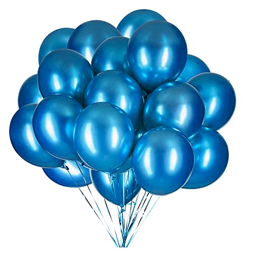 Vsosfiza 12 Zoll Metallic Luftballons Blau, Blau Chrom Helium ballons für Party Deko(Ø 30cm/50 Stück) von Vsosfiza