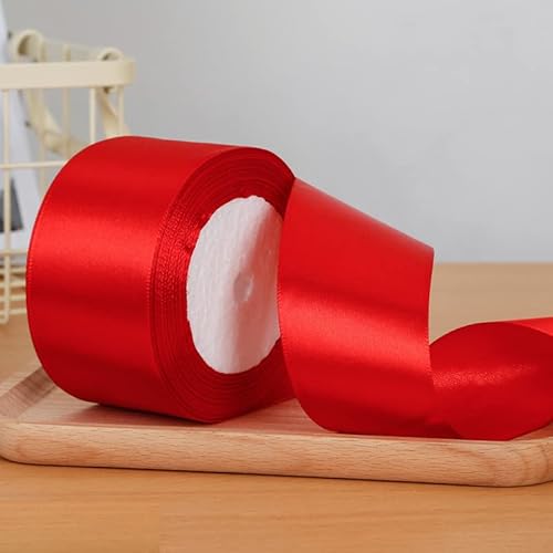 2 Rollen Rot schleifenband, Geschenkband rote Stoffband, Satinband Ribbon rot Dekoband.(50mm/25yard) von Vsosfiza