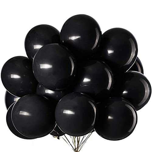 50 Stück 12 Zoll Luftballons Schwarz, Schwarz Latex Helium ballons für Party Deko(Ø 30 cm) von Vsosfiza