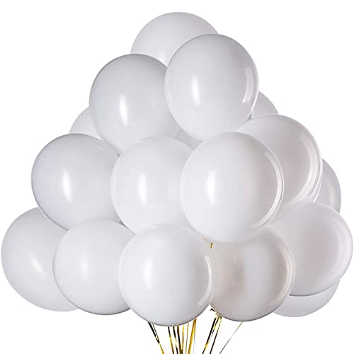 50 Stück 12 Zoll Luftballons Weiß, Weiss Latex Helium ballons für Party Deko(Ø 30 cm) von Vsosfiza