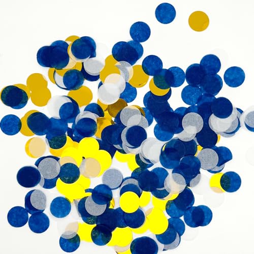 50g Mehrfarbige Runde Tissue Konfetti,Party Tabellen Confetti für Hochzeit, Geburtstag, Jahrestag.5000+Stück(Blau, Weiß, Gold Konfetti) von Vsosfiza