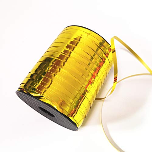 Golden Geschenkband, Glitzer Ringelband Spule Golden Ballonband,Luftballonband Ribbon,Ringelband Rolle Gold(5mm/450m) von Vsosfiza