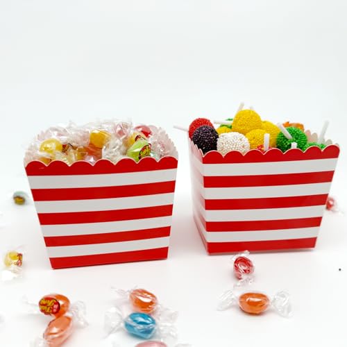 Vsosfiza 12 Stück Candy Container Popcorn Tüten Popcorn Box Partytüten für Candybar und Popcorn Salzstangen (Rot) von Vsosfiza