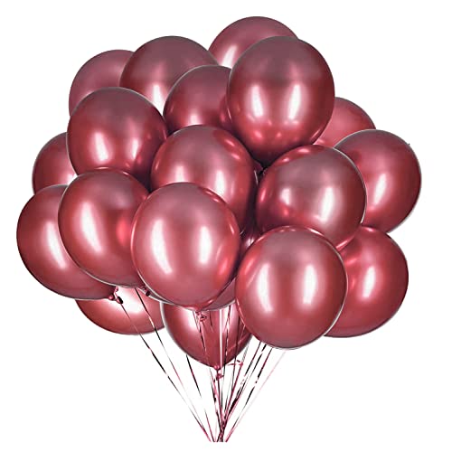 Vsosfiza 12 Zoll Metallic Luftballons Rot, Rot Chrom Helium ballons für Party Deko(Ø 30cm/50 Stück) von Vsosfiza