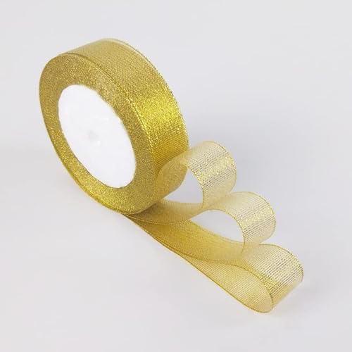 Vsosfiza 2 Rollen Gold Geschenkband, golden Schleifenband, goldenes Breit Band Rolle Organzaband (2cm/25Yards) von Vsosfiza