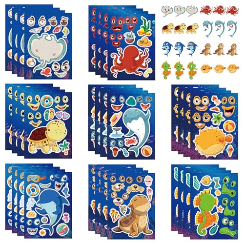 Meeres Tier Aufkleber Kinder Sticker, 32 Stück DIY Gesichts Aufkleber, Make Face Stickers, Geschenkset für Kinder Party Favor Supplies Craft Sticker Set für Laptop Motorrad Scrapbook Skateboard Meeres Tier Aufkleber Kinder Sticker, 32 Stück DIY Gesichts Aufkleber, Make Face Stickers, Geschenkset für Kinder Party Favor Supplies Craft Sticker Set für Laptop Motorrad Scrapbook Skateboard von Vspek