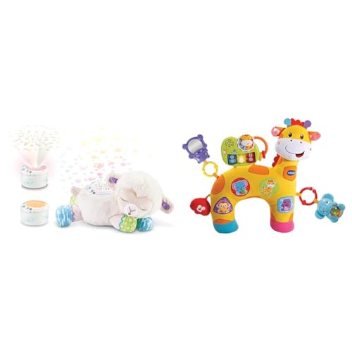 Vtech Baby 3-in-1 Sternenlicht-Schäfchen – Kuschelige Spieluhr-Einschlafhilfe mit Licht-Projektor & Baby Giraffenkissen – Niedliches Kissen zum Kuscheln von Vtech