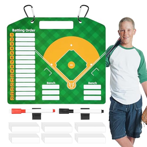 Vuggdt Baseball-Aufstellbrett, Baseball-Coaching-Board, magnetisches Softball-Aufstellbrett mit 2 Markern für Dugout-Display, Softball, Baseball, Coaching-Zubehör von Vuggdt