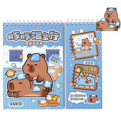 Vuggdt Niedliche Capybara-Scrapbook-Aufkleber – Capybara-Aufkleber, ästhetische Aufkleber, Scrapbooking-Aufkleber, Cartoon-Szene, niedliche Tieraufkleber mit Stanzform für Kinder, Teenager, Mädchen von Vuggdt