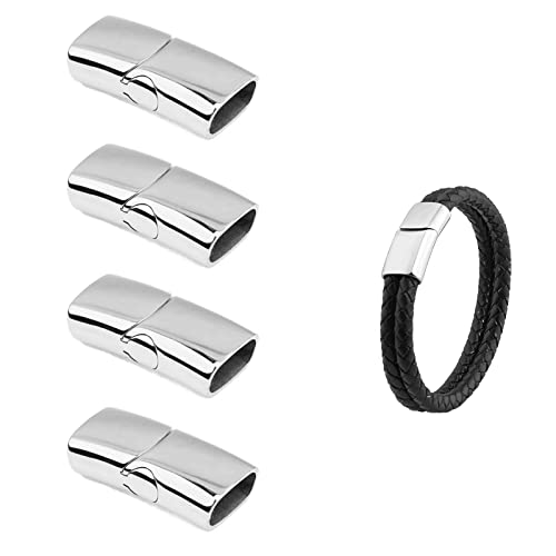 4 Pcs Armband Verschlüsse,Endkappen für Armband Schmuckherstellung Leder Verschluss Endverschluss Edelstahl Bajonett Verschluss Machen Lederband Schnalle Bohrung für Armbanduhr Schmuckherstellung von Vulevirtue