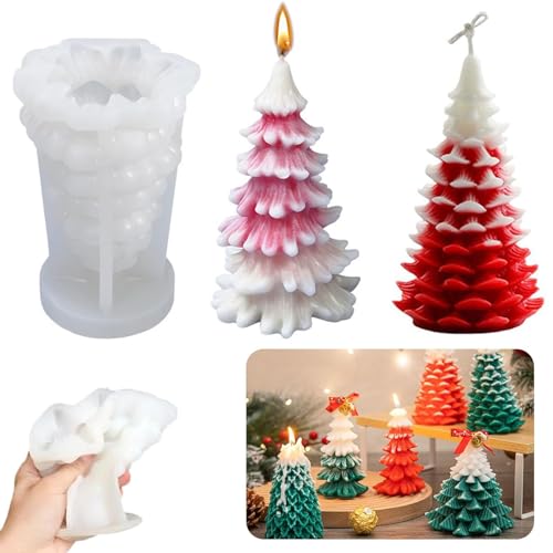 Kerzen Gießform,Weihnachtsbaum Kerzengießform Epoxy-Formen Weihnacht DIY Silikonform 3D Weihnachtsbaum Kerzengießform Silikon Kerzenformen Für DIY Duftkerze, Weihnachten Handwerk Ornamente von Vulevirtue