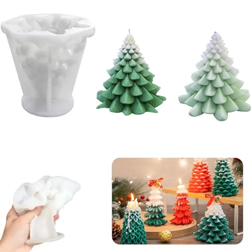 Kerzen Gießform,Weihnachtsbaum Kerzengießform Epoxy-Formen Weihnacht DIY Silikonform 3D Weihnachtsbaum Kerzengießform Silikon Kerzenformen Für DIY Duftkerze, Weihnachten Handwerk Ornamente von Vulevirtue