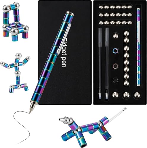 Vulevirtue Magnetischer Kugelschreiber,Stressabbau Druckkugelschreiber Lustig Multifunktions Magnetstift Fidget Pen Magnet Stift Coole Stifte Coole Gadgets für Junge Männer Frauen Teenager von Vulevirtue