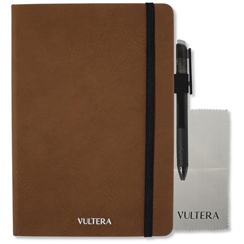 Vultera Notizbuch wiederverwendbar - A5 - Löschbarer Notizblock mit löschbarem Stift - Digitales Notizbuch (Brown) von Vultera