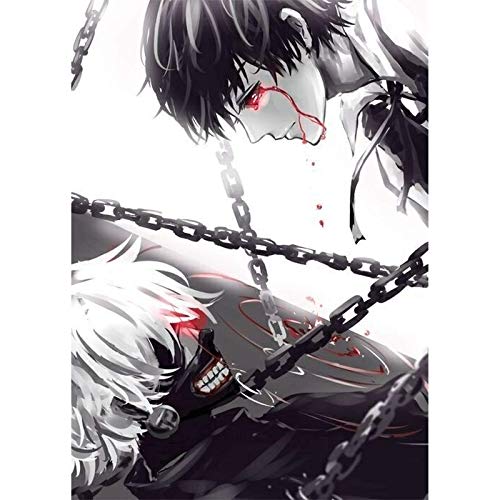 Vunxbi DIY 5D Diamond Painting Set Tokyo Ghoul DIY Diamant Malerei Kit Selbermachen Kristallbestickung für Wall Decoration Home Wanddekoration (40x50cm) von Vunxbi