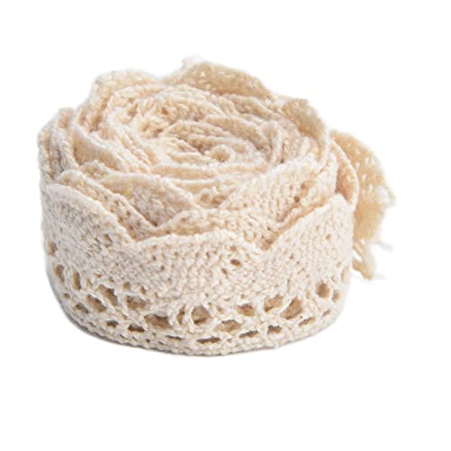 Schnickschnack, Öten Spitzenbänder Spitze Ribbon DIY Baumwollnetz 2 Cm Breite 20 Yards Elegante Stoff Spitzenverkleidung für Vorhangkleidung Tischdecke Paket (Beige) von Vvikizy