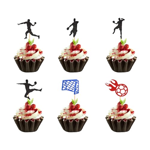 Vxcbad 30 StüCk Handball Cupcake Topper Handball Zubehör Cupcake Deko Tortendeko Tortenaufsatz für Geburtstag Sport Party Dekoration von Vxcbad