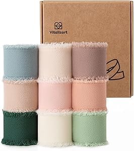 Vxcbad Geschenkband, Satinband, Chiffonband, 9 Rollen, 4 x 5 m, Breites Band, Hochzeitsgeschenkschleife von Vxcbad